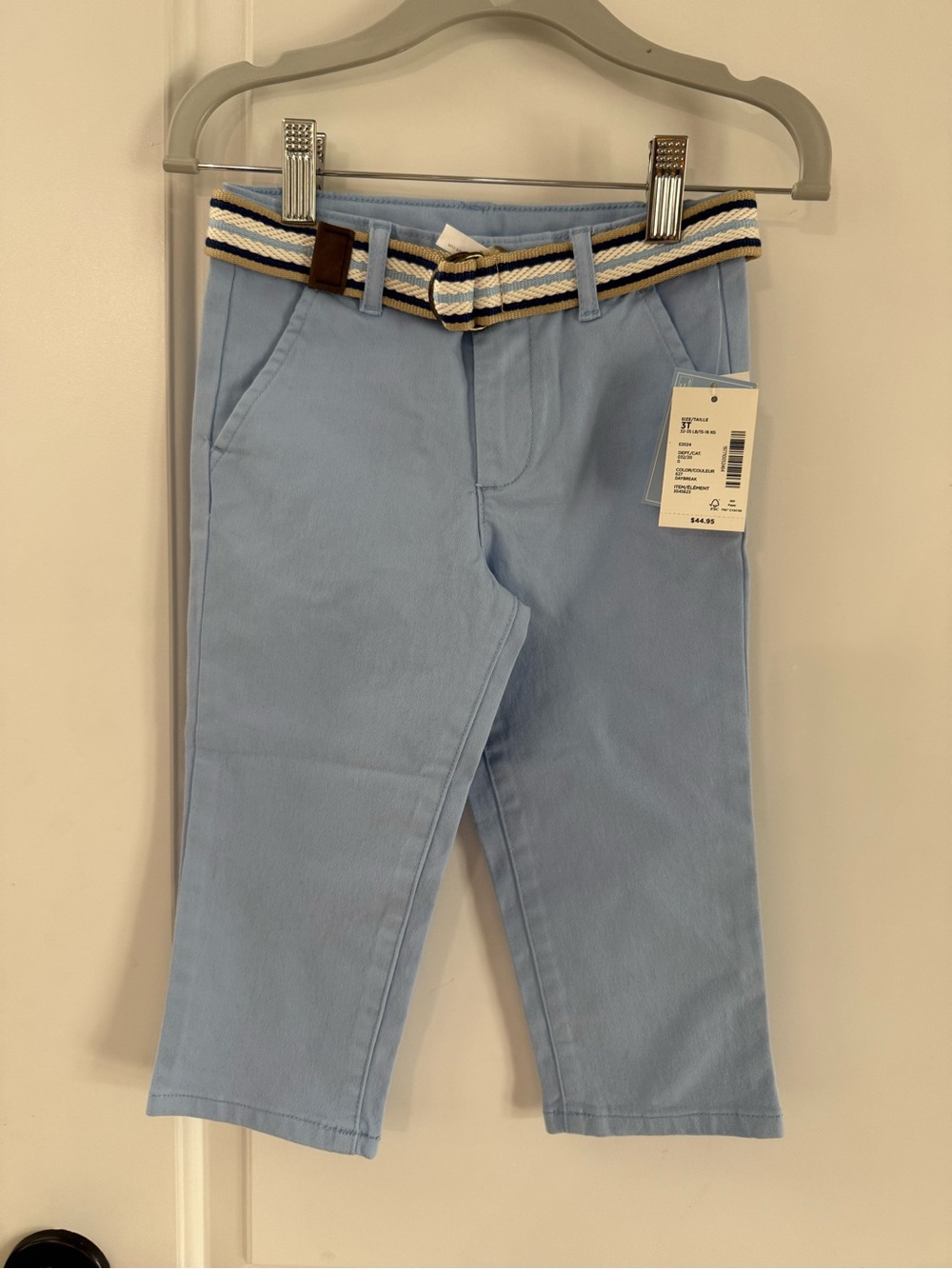 Gymboree Light Blue Chino Pants with Striped Woven Belt